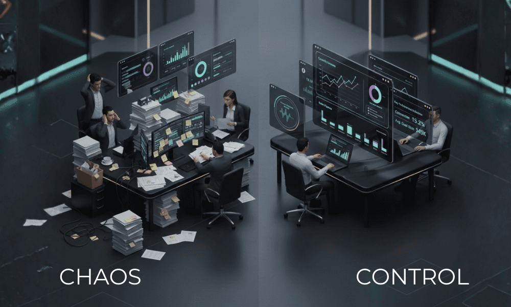 Chaos vs control CRM illustration